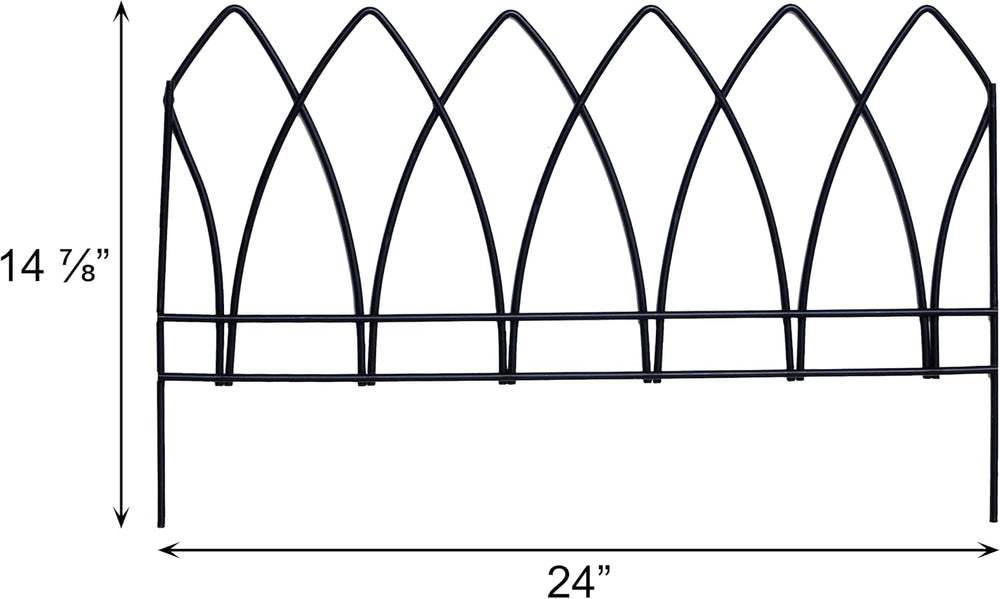 Panacea 89523 Gothic Arch Border Fence, Black, 15" H, Pack of 12