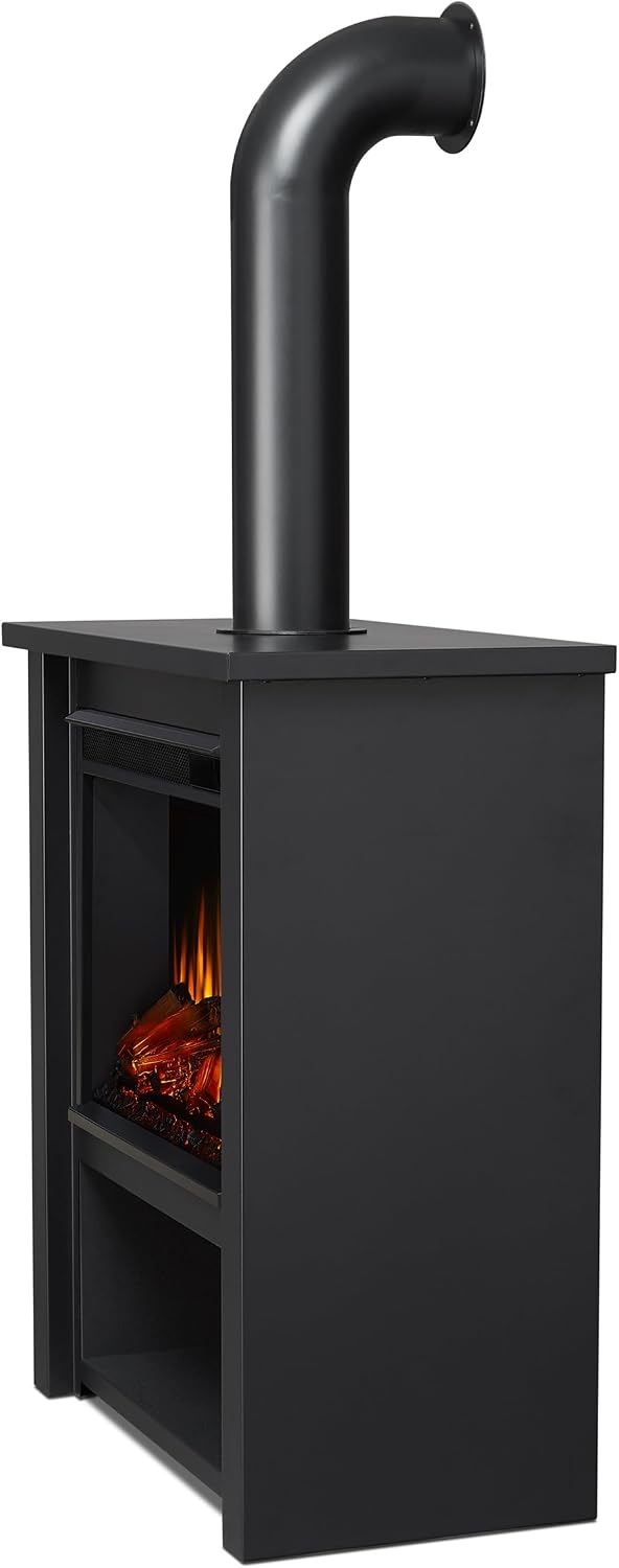 Real Flame Black Hollis Electric Fireplace - Freestanding with Remote Control...