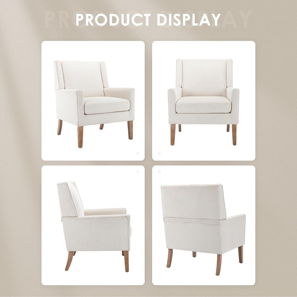 COLAMY Modern Wingback Living Room Chair Set of 2, Upholstered Fabric Accent ...