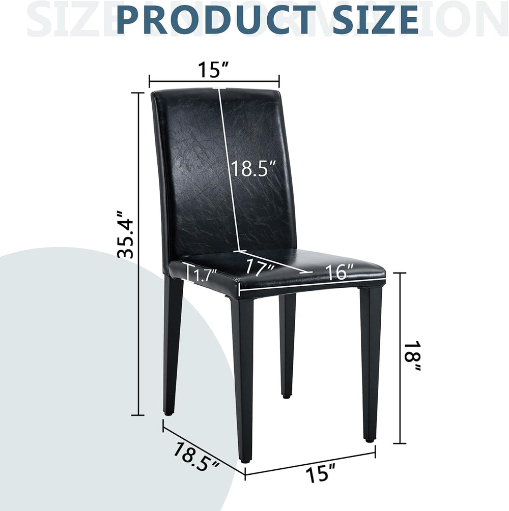 Black Dining Chairs Set of 4,Armless Kitchen Room Chair for Dining