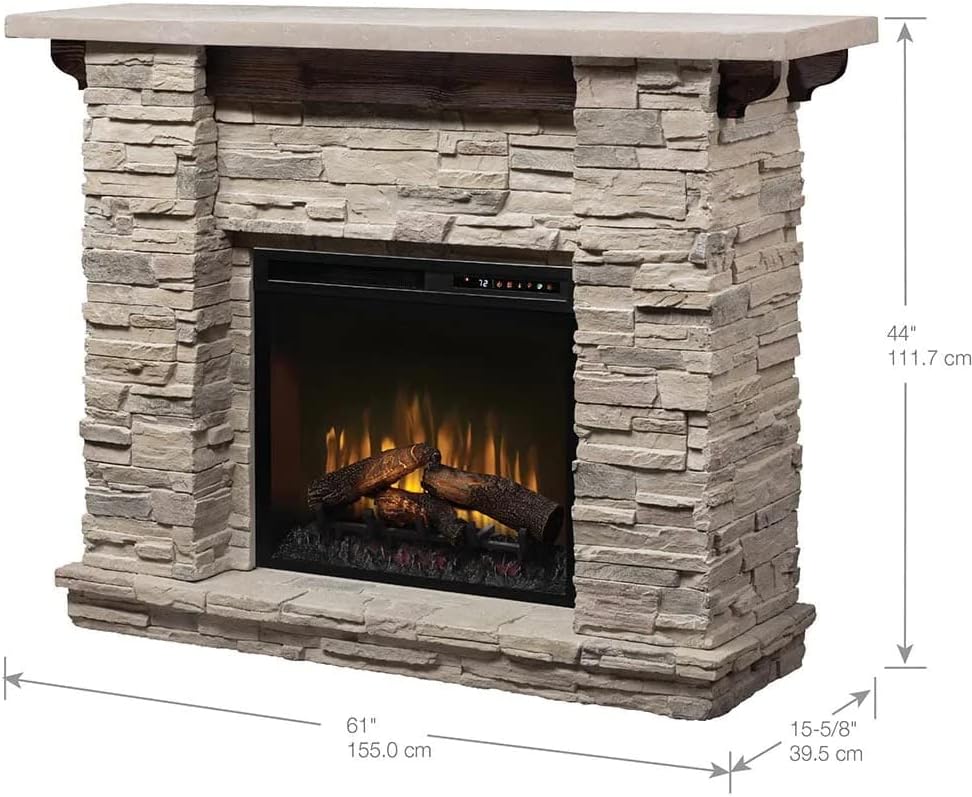 Dimplex Featherston Electric Fireplace with Mantel Surround Package | Pine wi...
