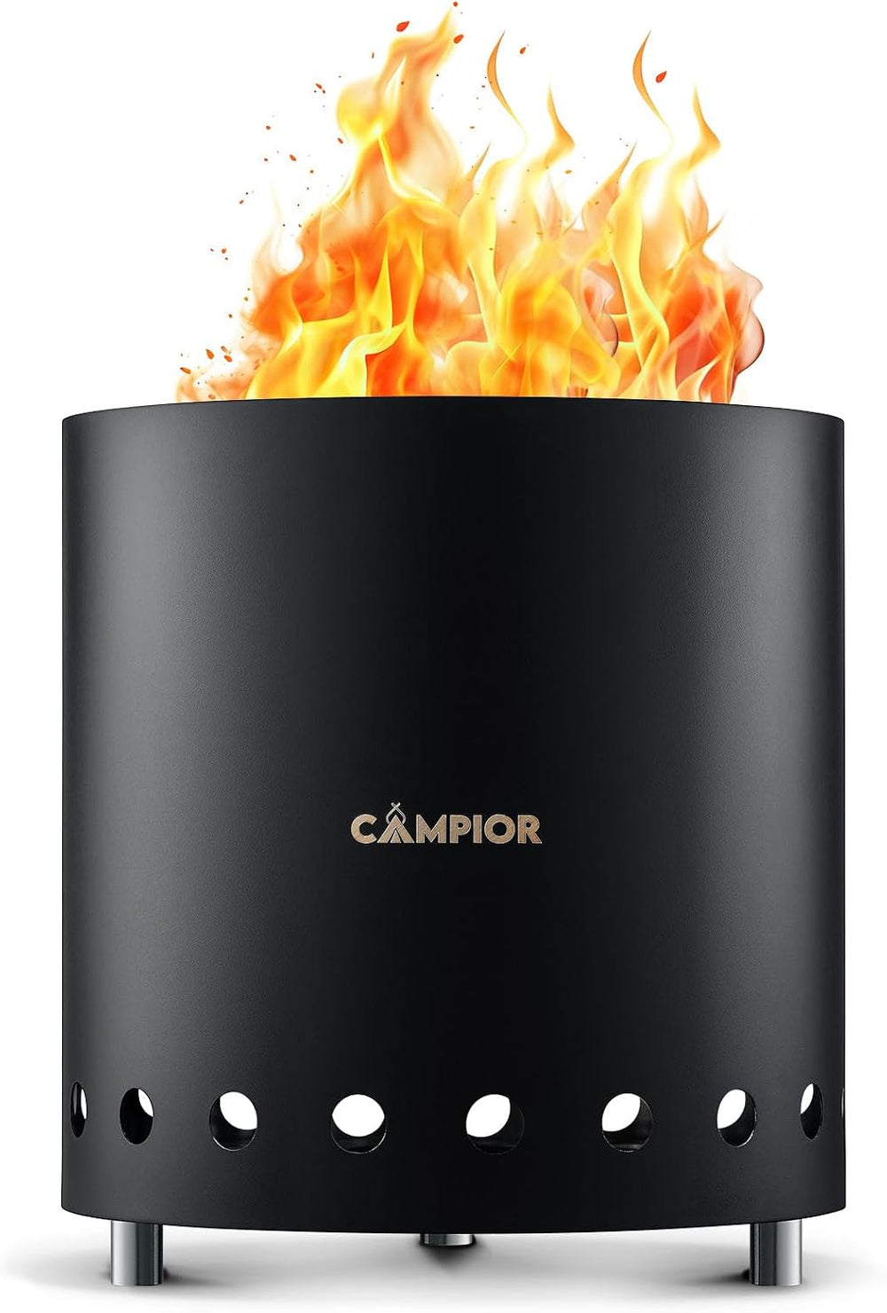 CAMPIOR Wood Burning Fire Pit Stove with Black Exterior - Smokeless Outdoor S...
