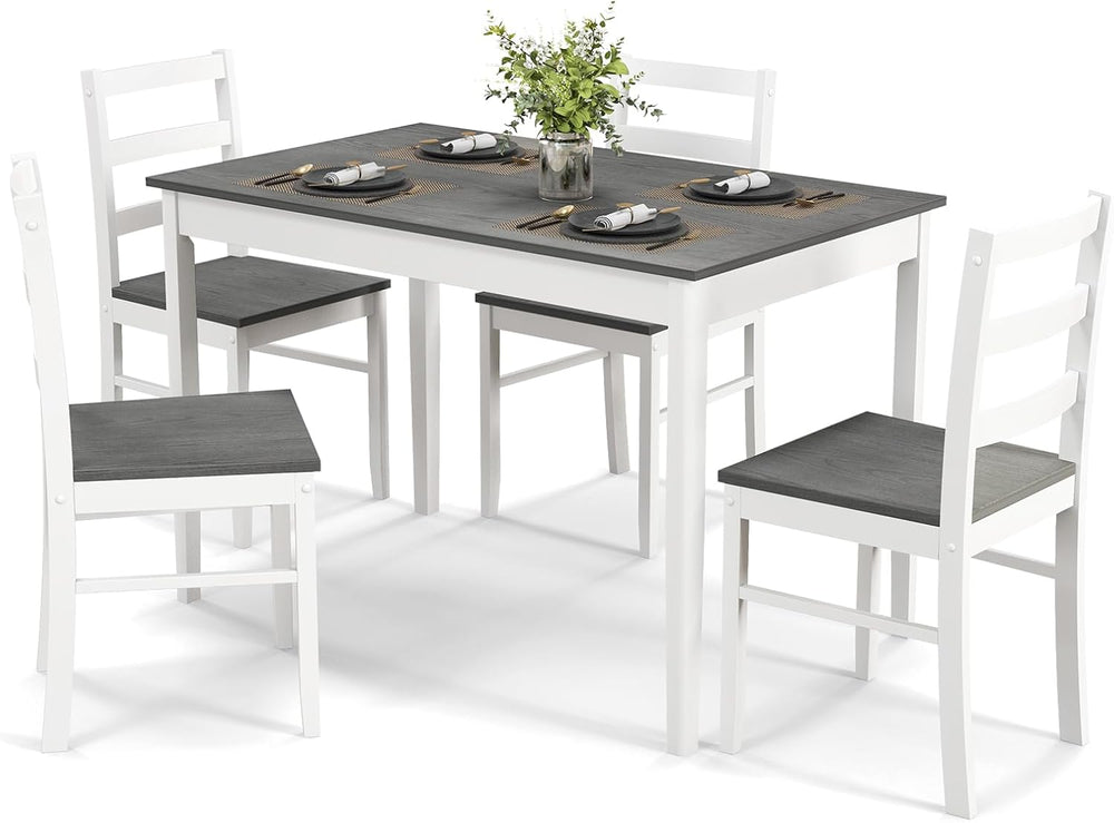 GOFLAME 5 Piece Dining Table Set for 4, Farmhouse Kitchen Table and 4 Chairs ...