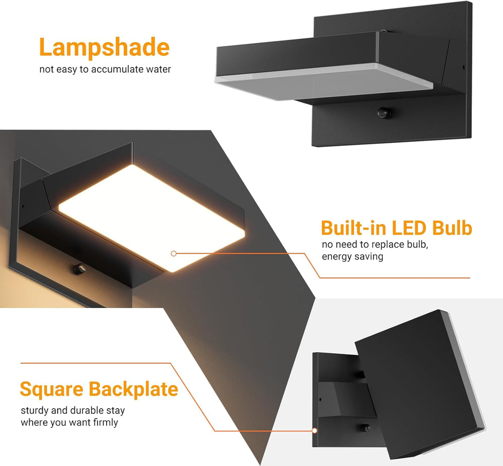Tipace Outdoor Wall-Porch-Light,Modern Exterior LED Wall Sconce,24W-Led Black...