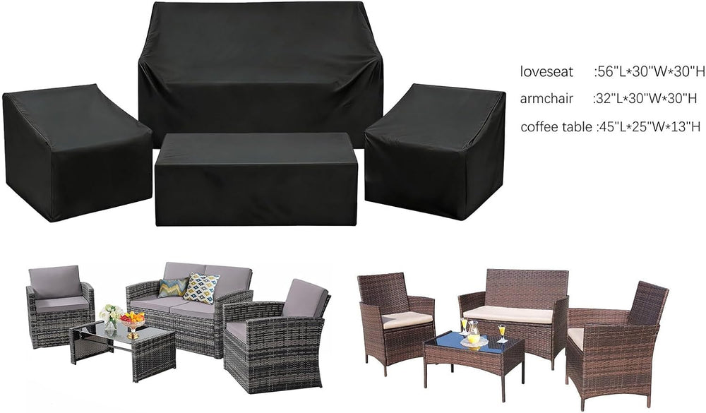 Patio Furniture Set Covers 4 Piece, 420D Oxford Waterproof with Drawstring, A...