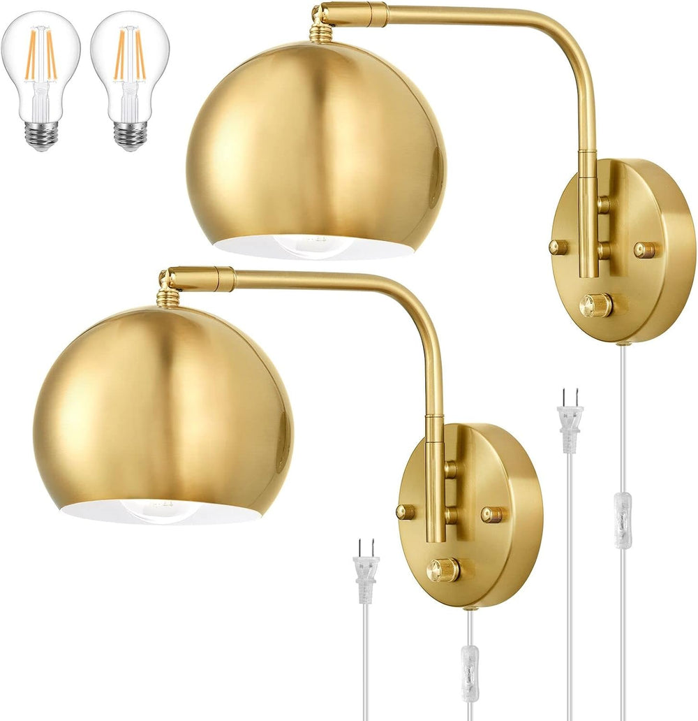 VATONI Wall Sconces Plug in, Dimmable Wall Sconce Swing Arm Wall Lights with ...