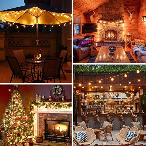 100ft 2-Pack Outdoor String Lights, G40 LED Globe Waterproof Patio Lights