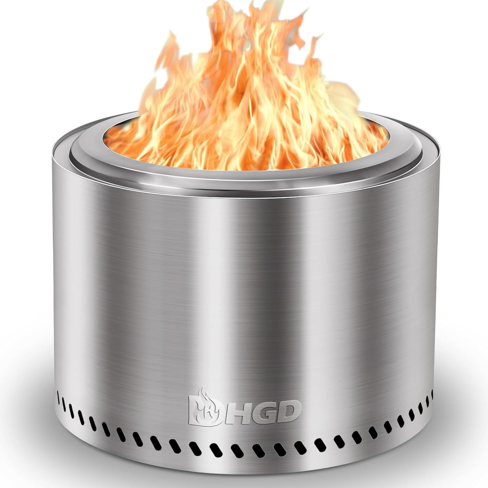 HGD 19.5" Smokeless Fire Pit Outdoor, Stainless Steel Wood Burning Firep...