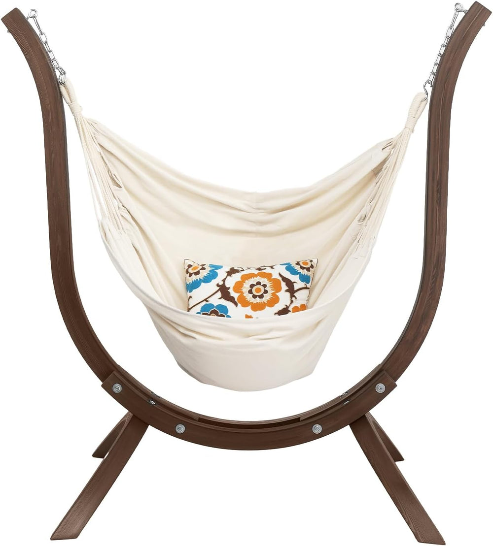 ONCLOUD 550 LBS Hand-Made Elegant Hammock Chair W/Stand, Premium Curved Woode...