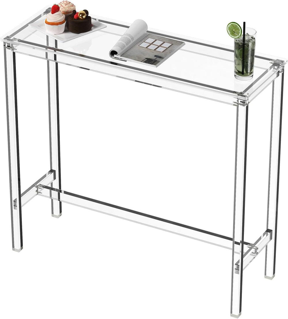 Sumerflos Acrylic Counter Height Table - 39" Clear Bar Table Rectangular...