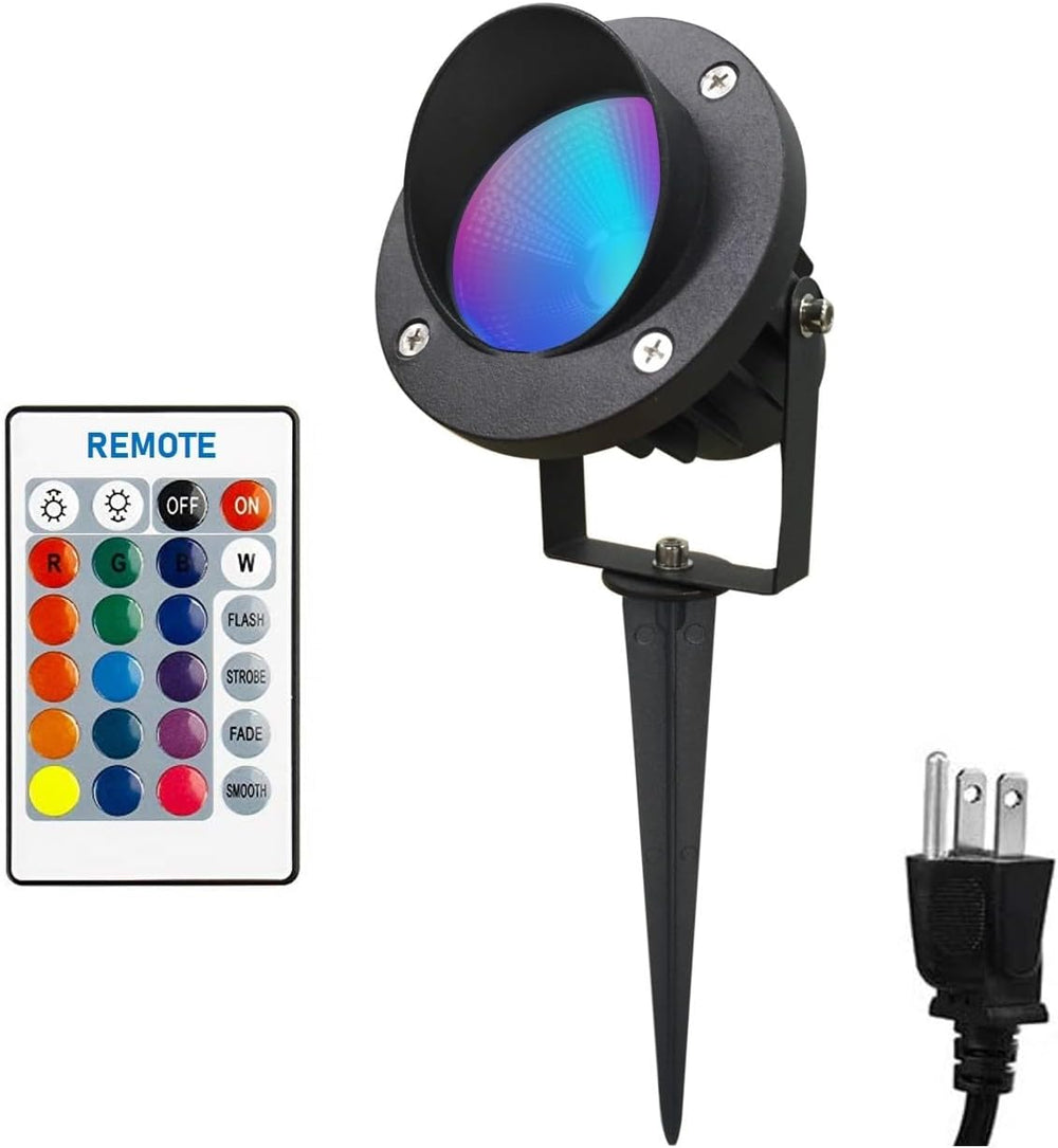 TOVEENEN LED Color Landscape Outdoor Spotlight - 120V 25W Remote Waterproof S...