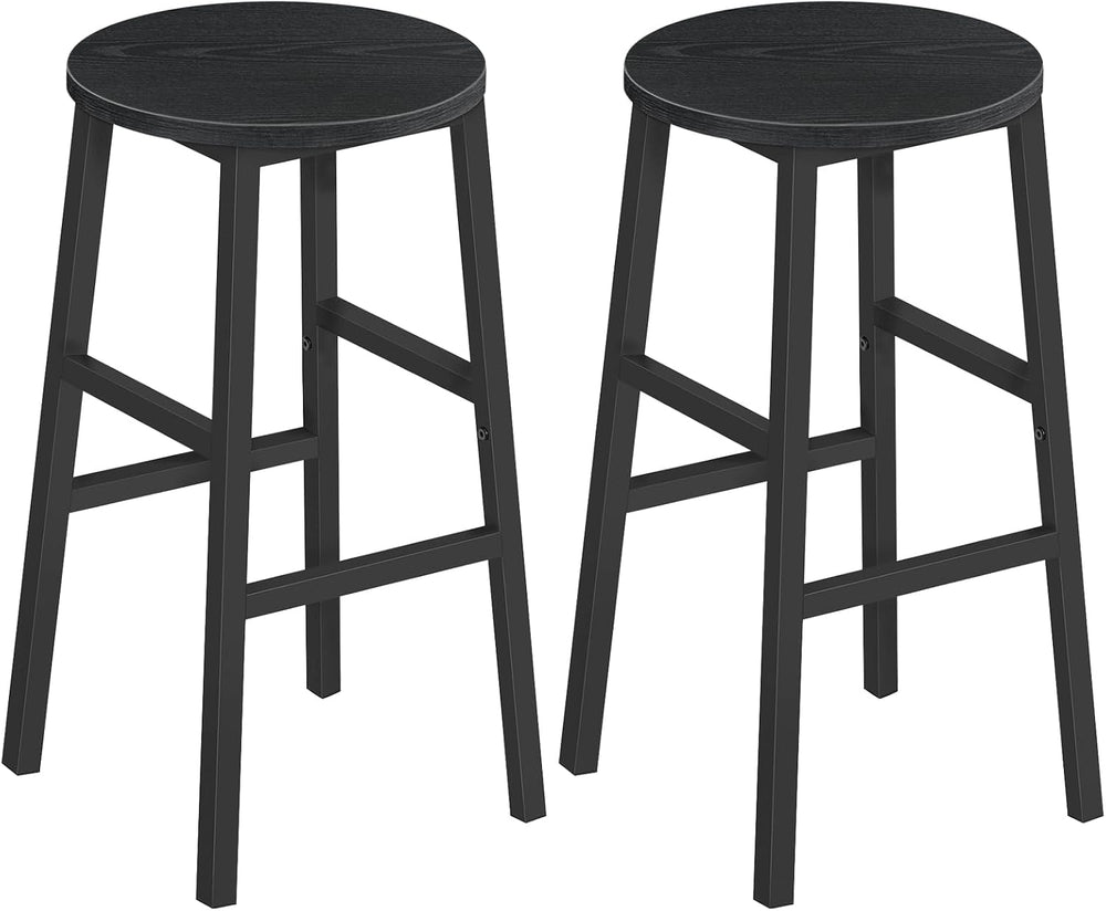 MAHANCRIS Bar Stools, Set of 2 Round Bar Chairs with Footrest, 24.4 Inch Kitc...