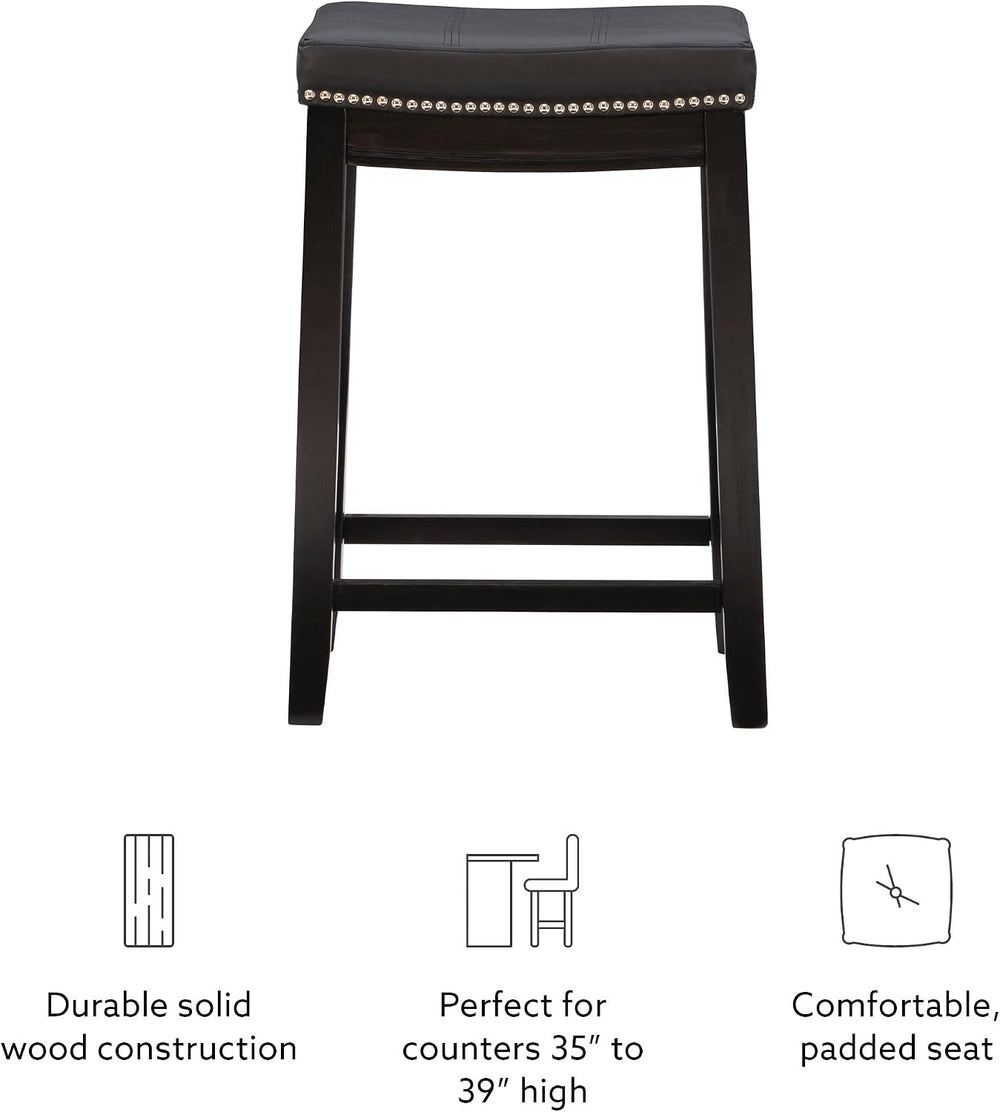 Linon Claridge Counter Stool, Black, 26" x 18" x 12.75"