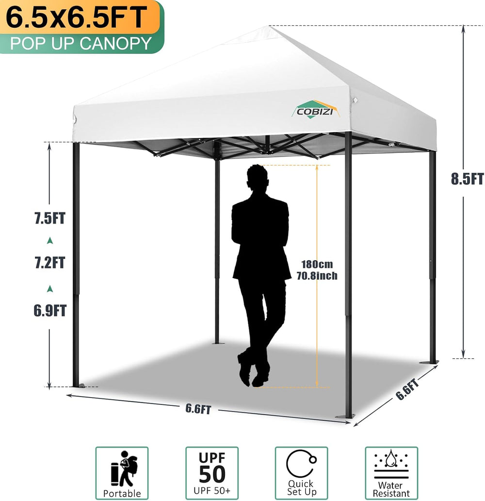 COBIZI 6.6x6.6 Heavy Duty Pop up Canopy Tent Commercial Canopy