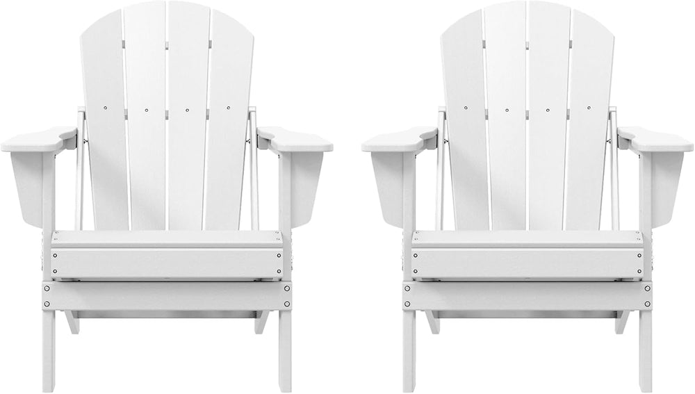 WO Home Furniture Laguna Folding Adirondack Chairs Set of 2, HDPE Patio Chair...