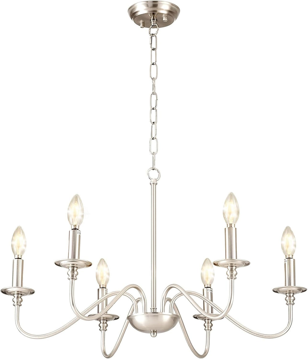 Depuley Modern Chandelier for Dining Room: 6-Light Brushed Nickel Farmhouse H...