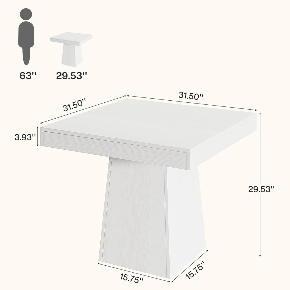 Tribesigns Square Dining Table for 4, 31.5" Farmhouse Small Kitchen Table