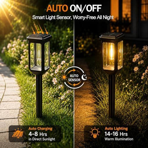 Tenmiro Solar Pathway Lights Outdoor 8 Pack, Bright Solar Garden Lights