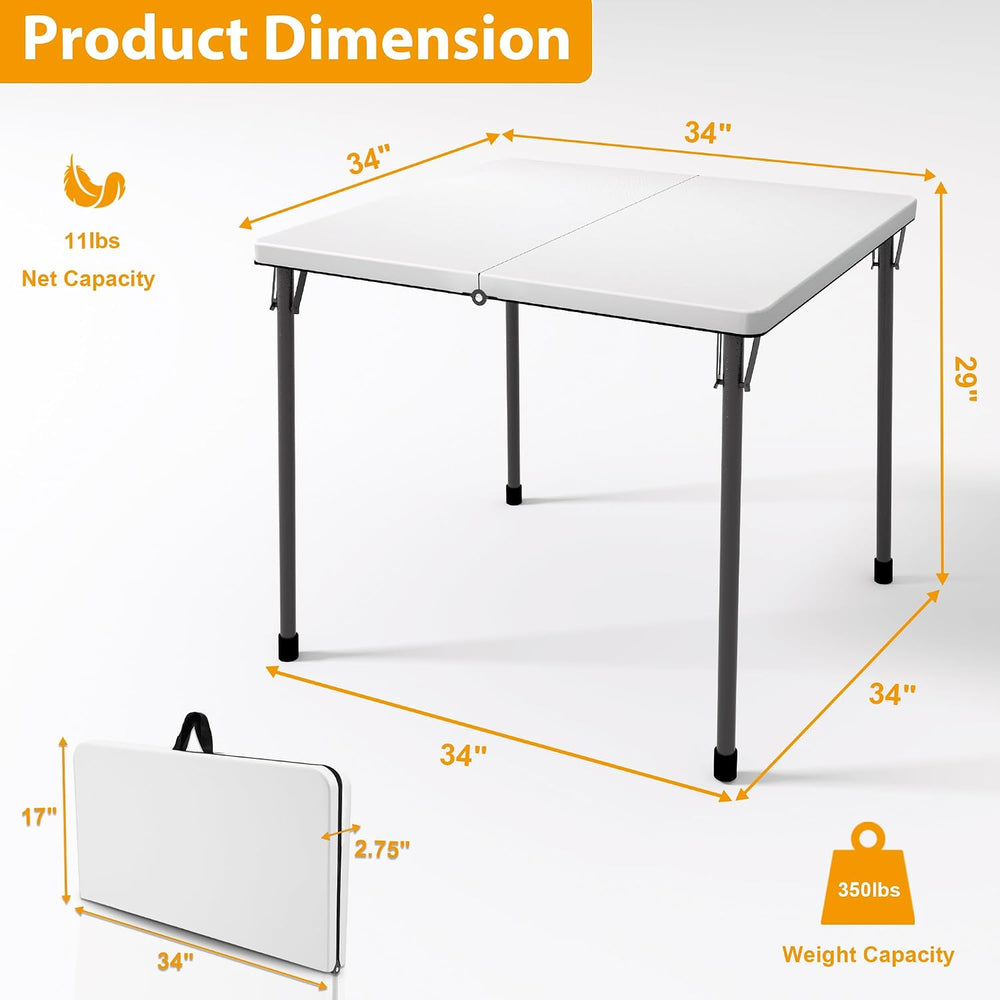 Kasunpul 34" Folding Table, Portable Square Folding Card Table with Coll...