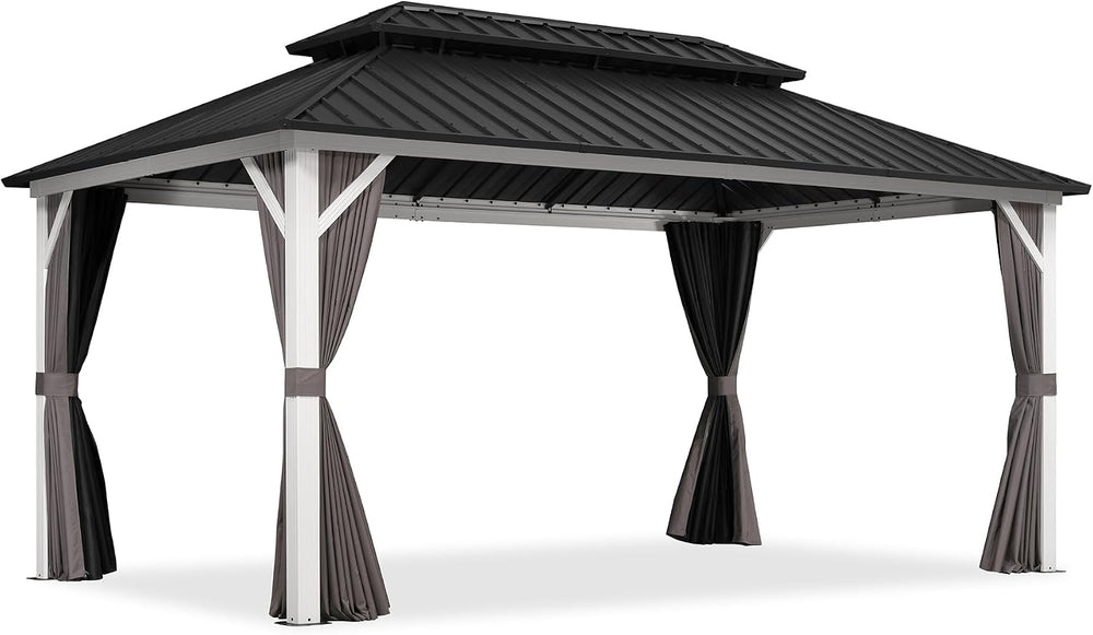 PURPLE LEAF Hardtop Gazebo 10' x 16' White Pavilion Galvanized Steel ...