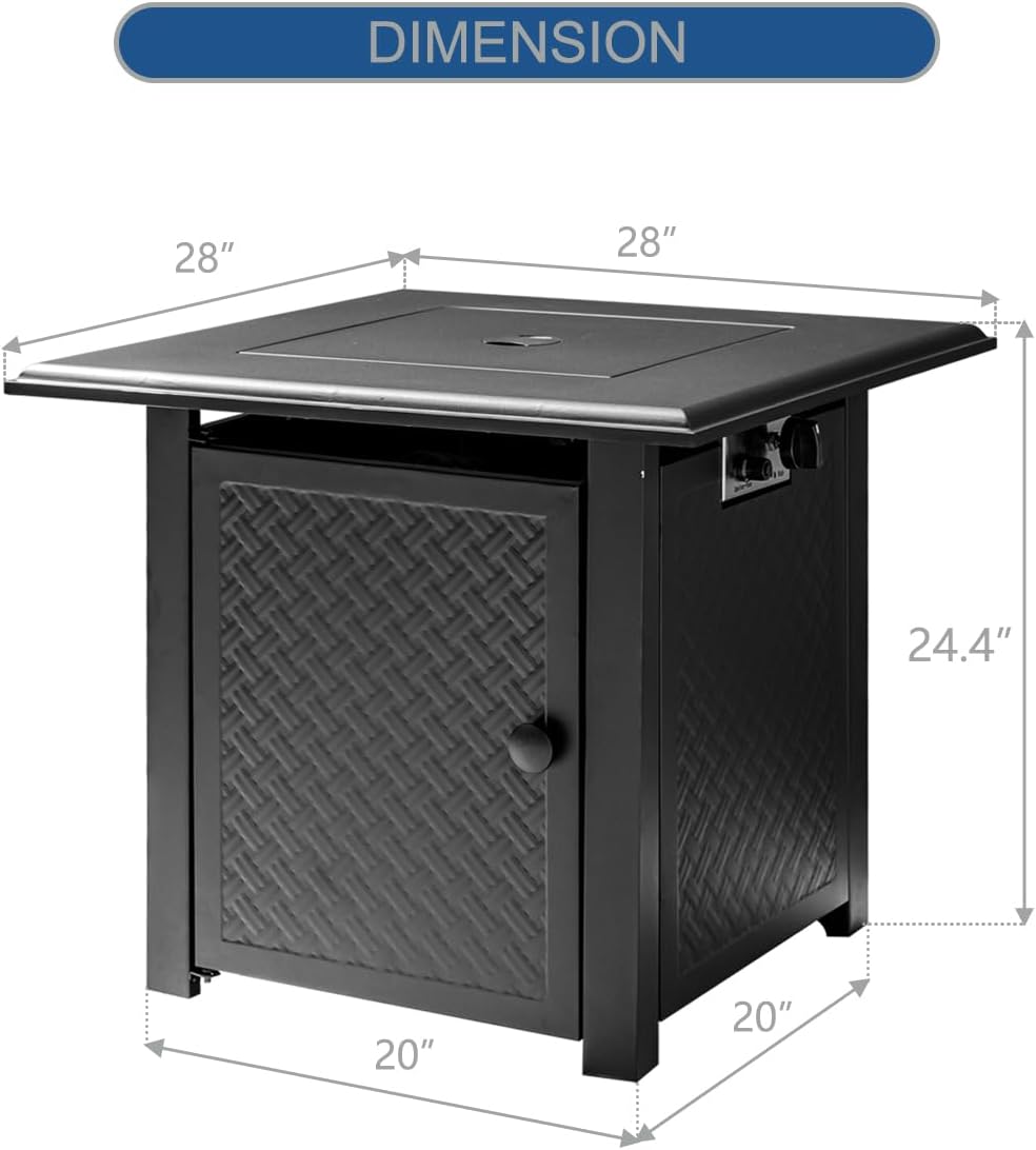 Verdeluxe 28 Inch Propane Fire Pit Table 50,000 BTU Outdoors