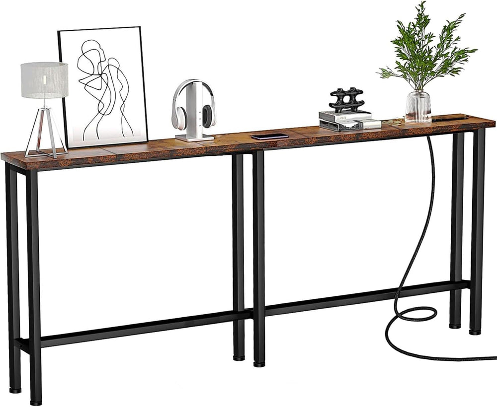 Keelian 70" Narrow Console Sofa Table with Power Outlets & 2 USB Ports