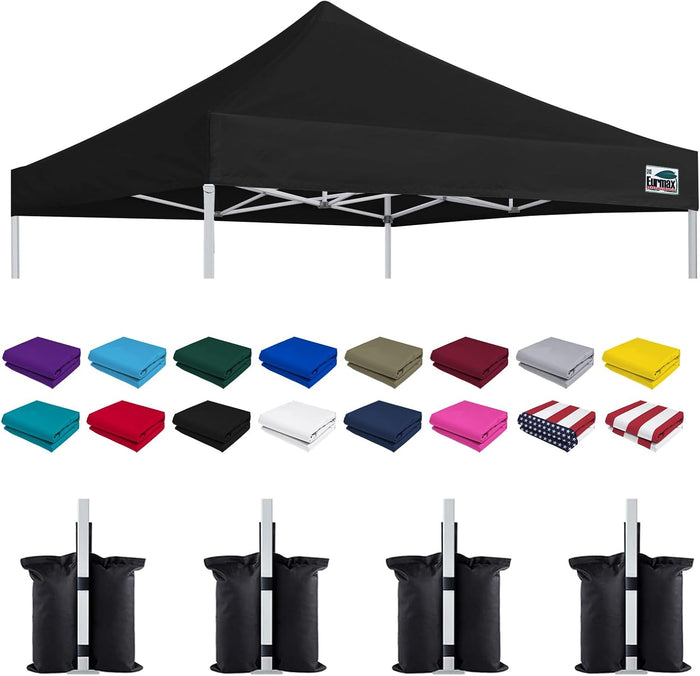 Eurmax USA New 10x10 Pop Up Canopy Replacement Canopy Tent Top Cover, Instant Canopy Top Cover ONLY, Choose 30 Colors,Bonus 4PC Pack Weight Bag (Black)