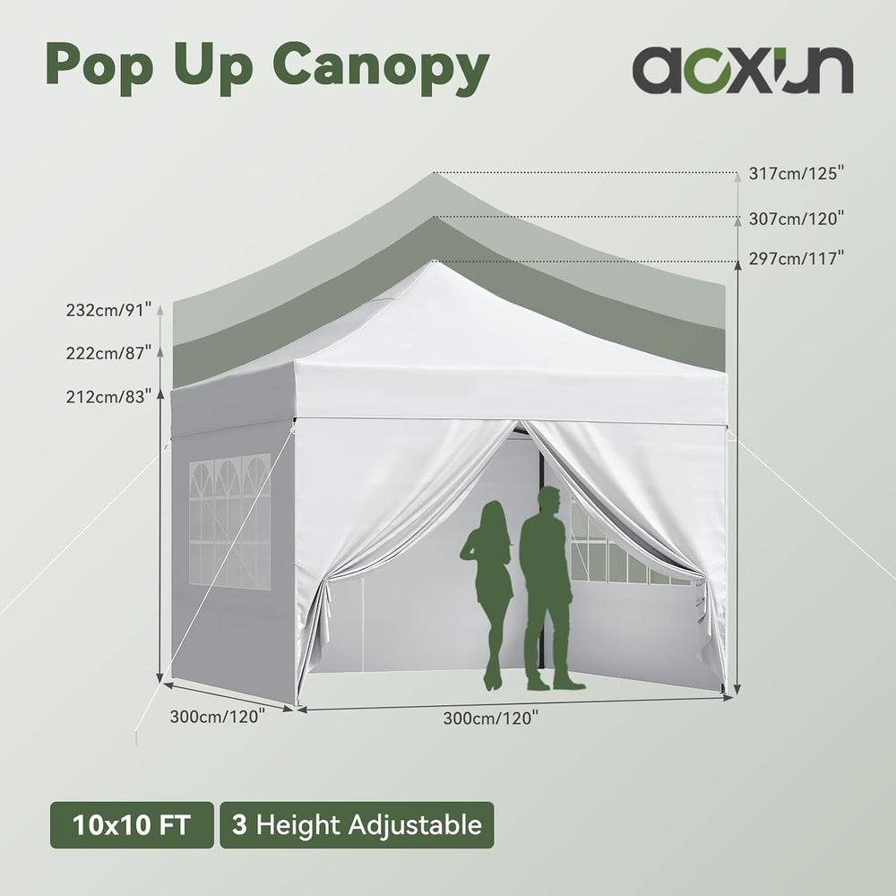 Aoxun 10x10 Pop up Canopy with Sidewalls, Heavy Duty Commercial Instant Shelt...