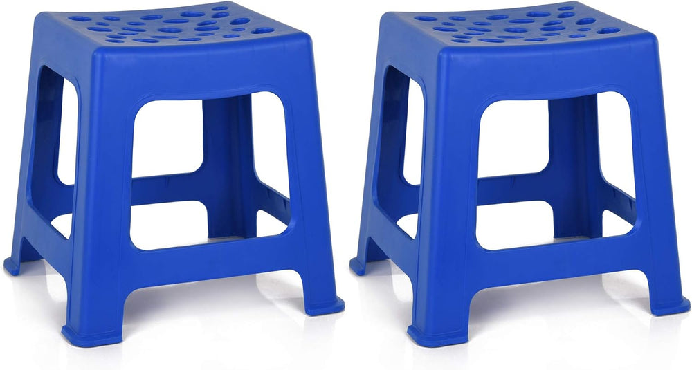 Mintra Home Light Duty Plastic Stools 2pk (12.5in Height, Dark Blue)