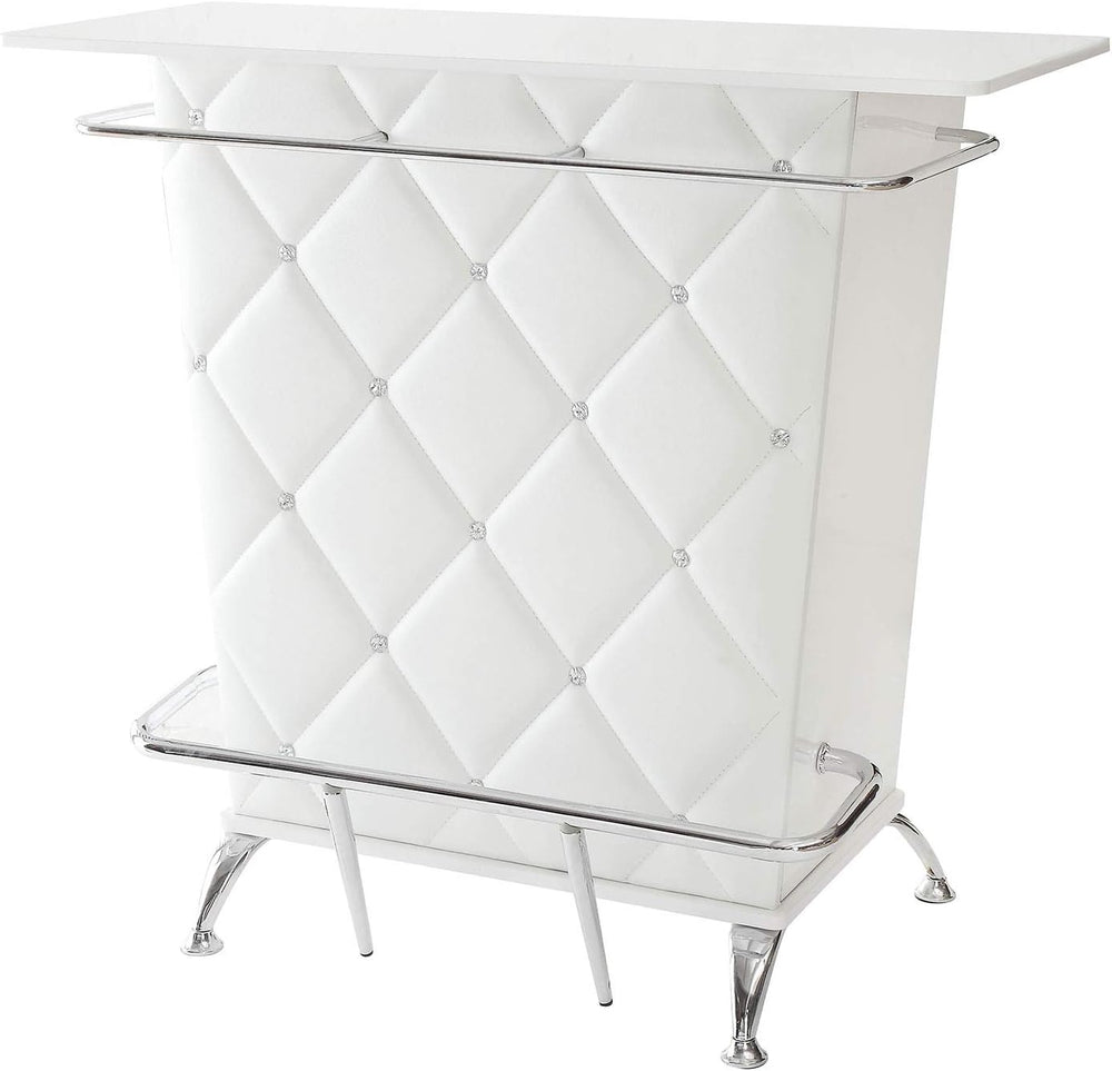 Benzara BM181080 Contemporary Style Leatherette Padded Bar Table with Button ...