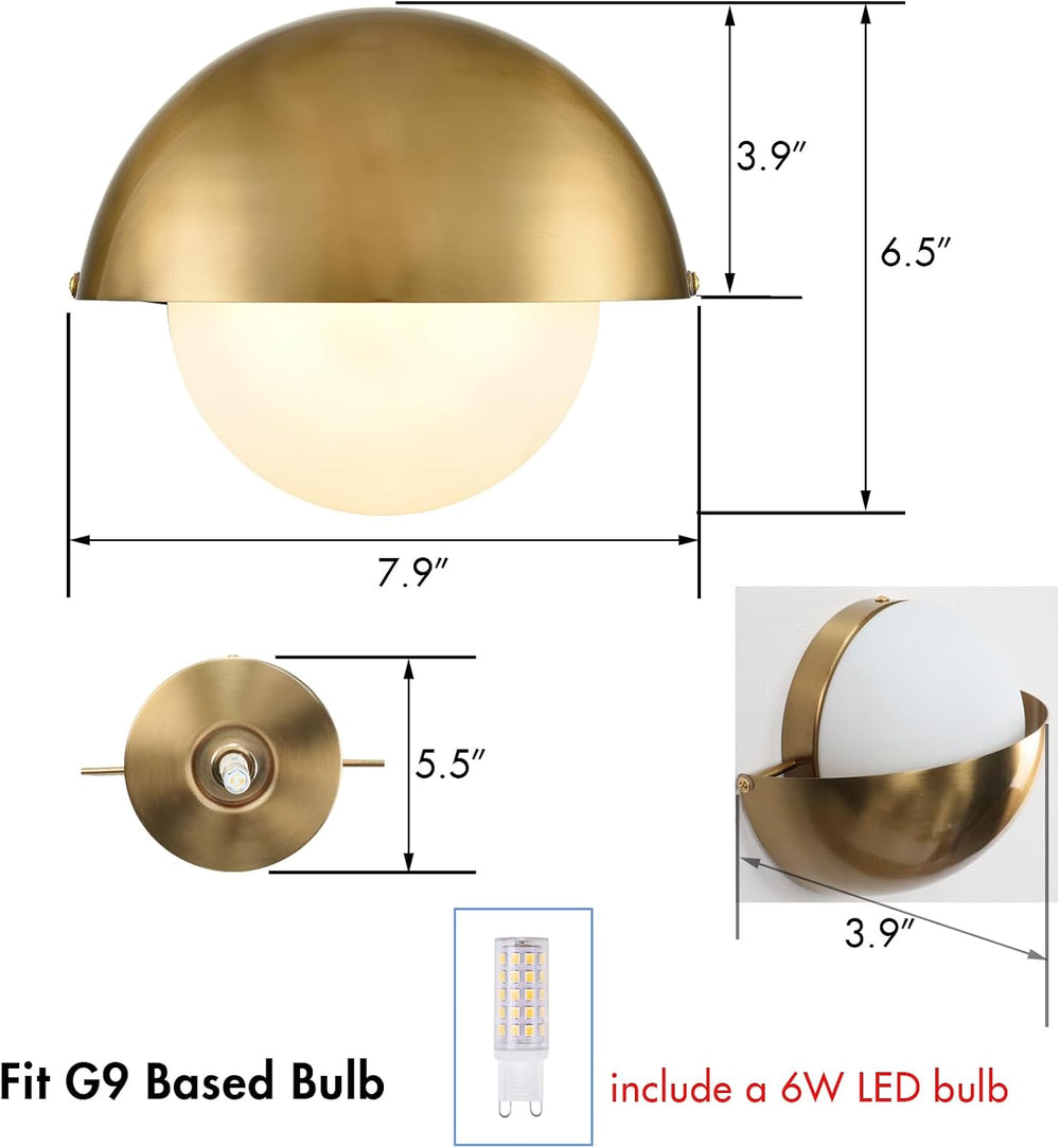 YUBOLE Gold Wall Sconce, Mid Century Bathroom Vanity Light Over Mirror