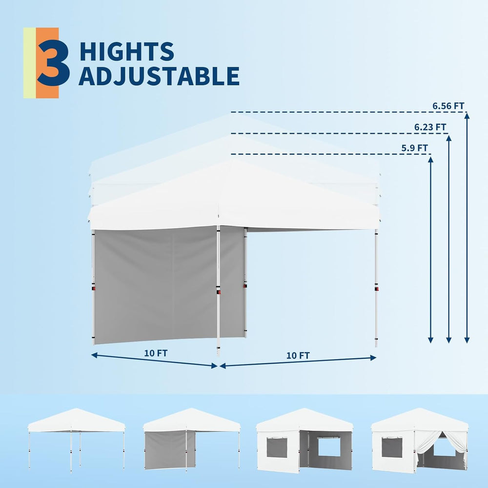 Garvee 10x10 Pop Up Canopy Tent with 1 Removable Sidewall, Heavy Duty Commerc...