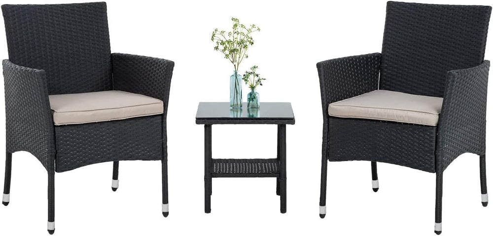 PayLessHere 3 Piece Furniture Patio Chairs Wicker Outdoor Rattan Conversation...