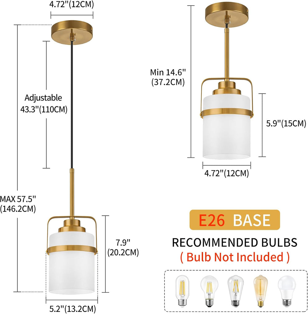 Modern Brass Pendant Lights Kitchen Island Light, Adjustable Hanging Light Fi...