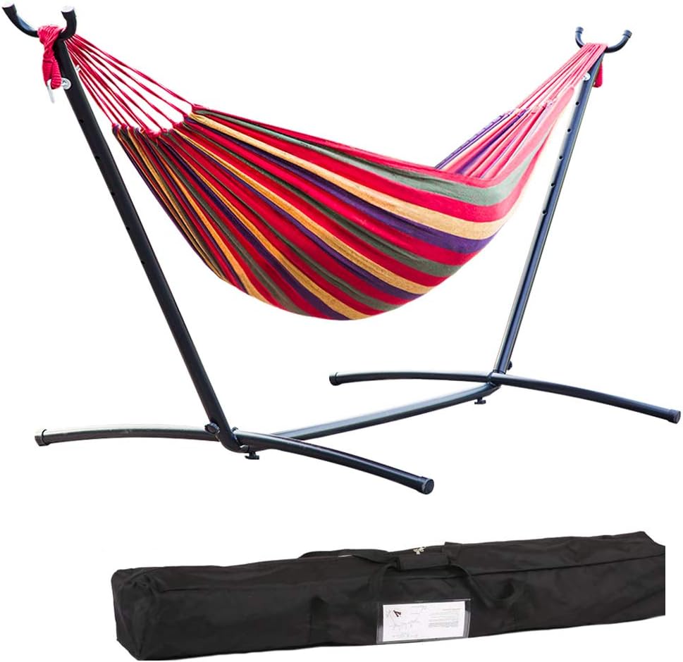 Hammock and Stand Heavy Duty Portable Solid Steel Stand with Carrying Case Ad...