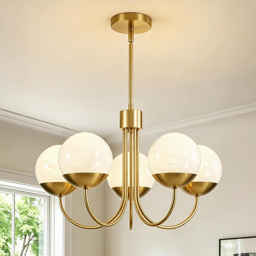 Epinl 5-Light Modern Gold Chandelier, Mid Century Sputnik Globe Pendant Light...