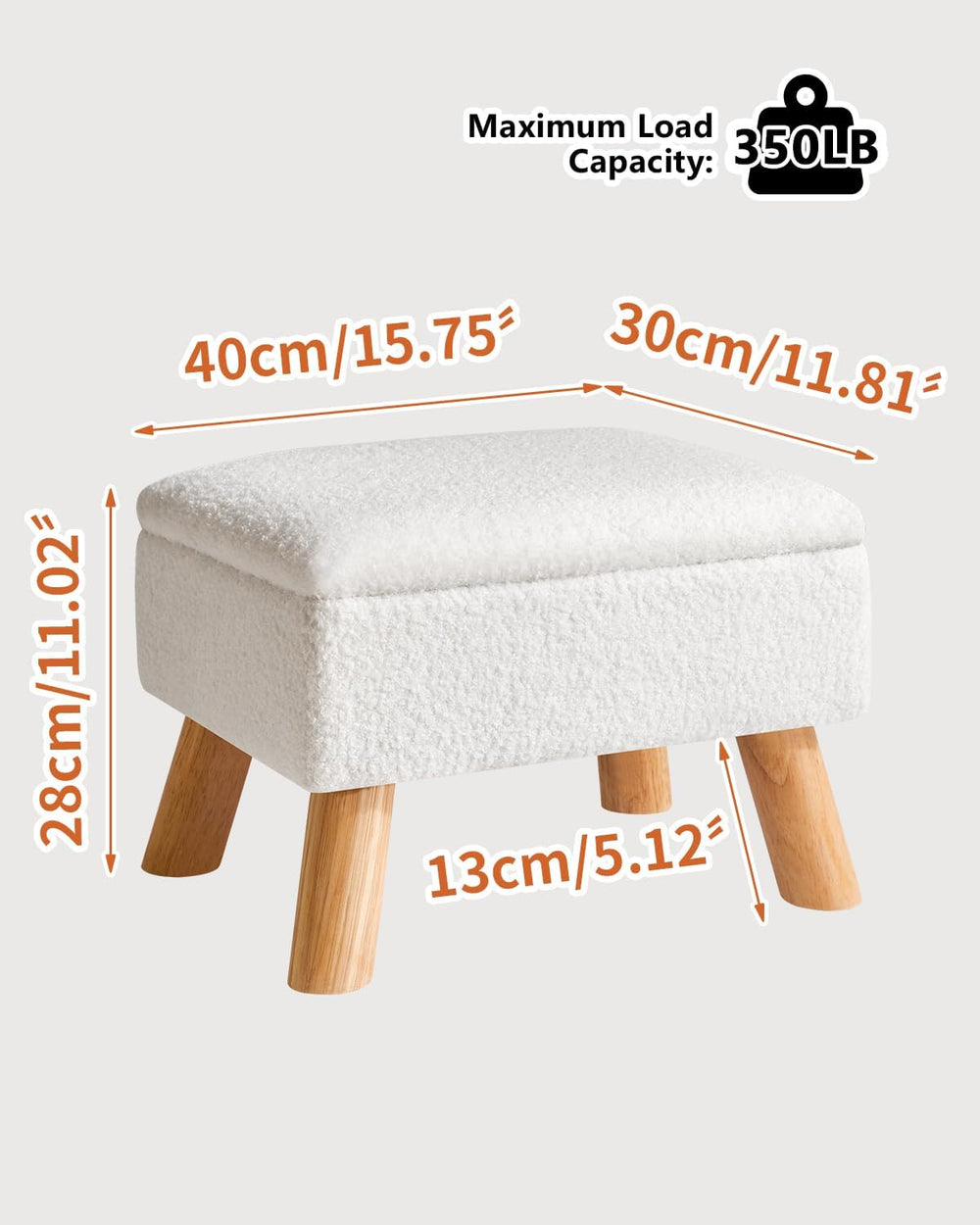 YMYNY Storage Ottoman, Small Foot Stool Ottoman with Storage, White HBD042W