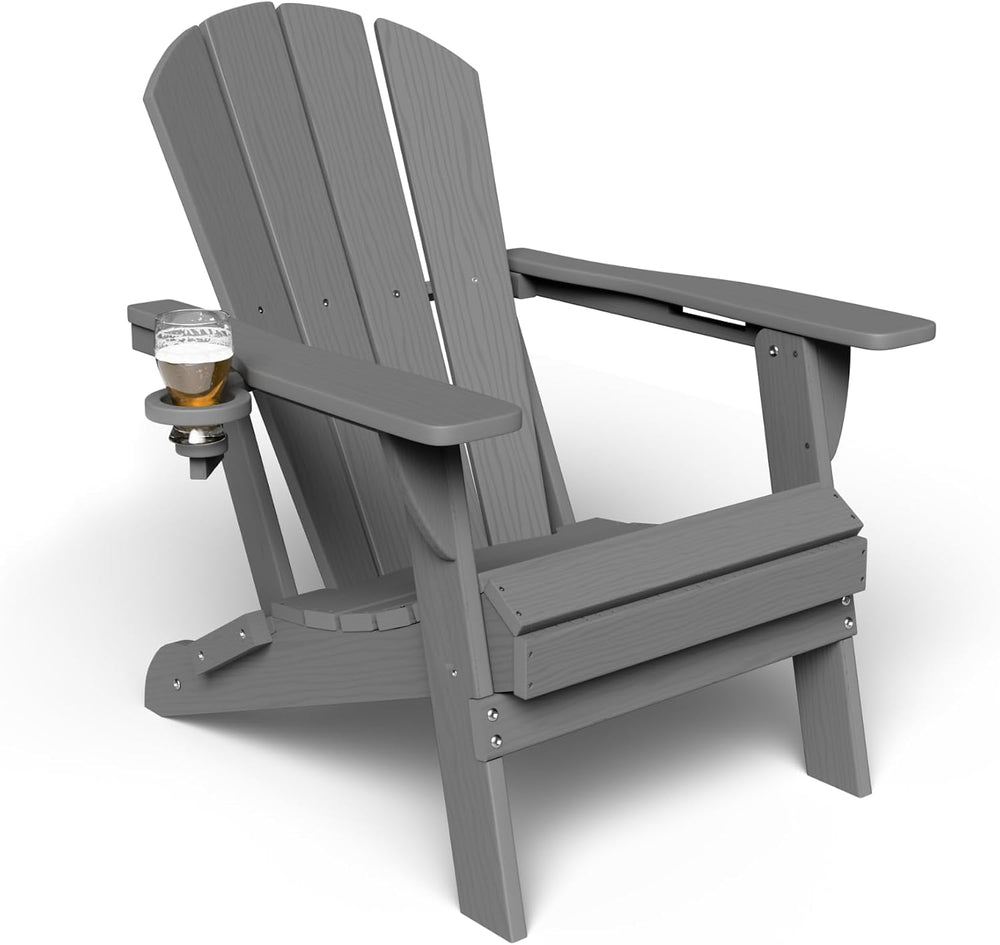 Kingdura Foldable Adirondack Chair, Portable HDPE All Weather Resistant Outdo...