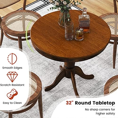 GIANTEX Round Dining Table for 2-4 People, 32" D X 30" H Wooden Kit...