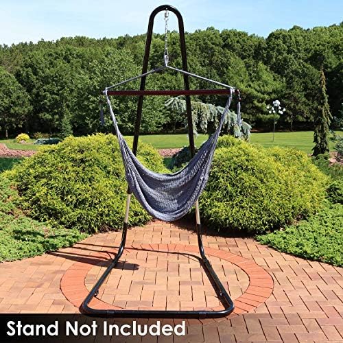 Sunnydaze Hanging Hammock Chair Swing for Patio, Caribbean, Gray