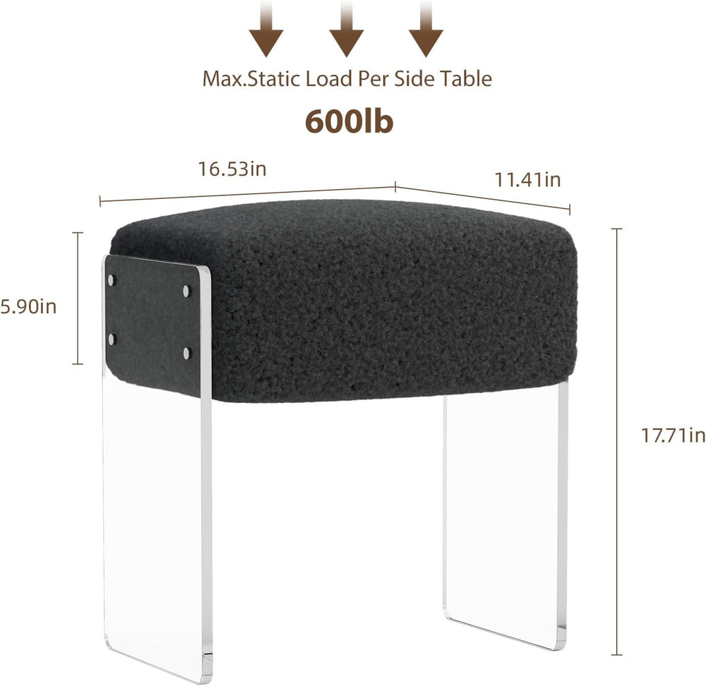 Vanity Stool Chair and Foot Rest -Modern Vanity Stool and Footstool with Wool...