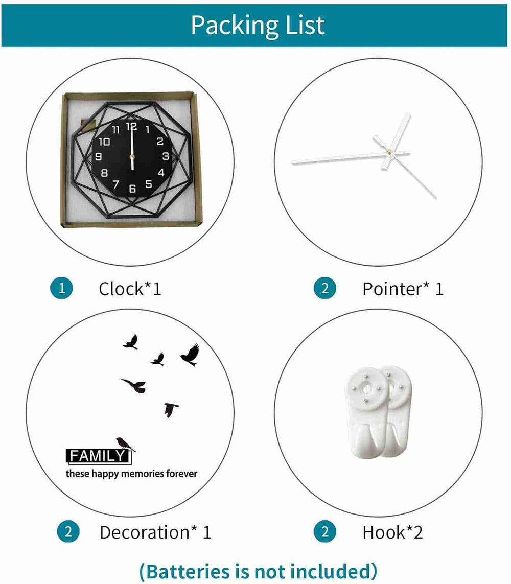 Modern Wall Clocks for Living Room Decor 12in Black Analog Clock