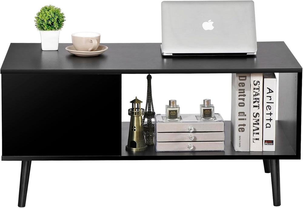 ZenStyle Mid Century Modern Coffee Table, Wooden Retro Coffee Table with Open...