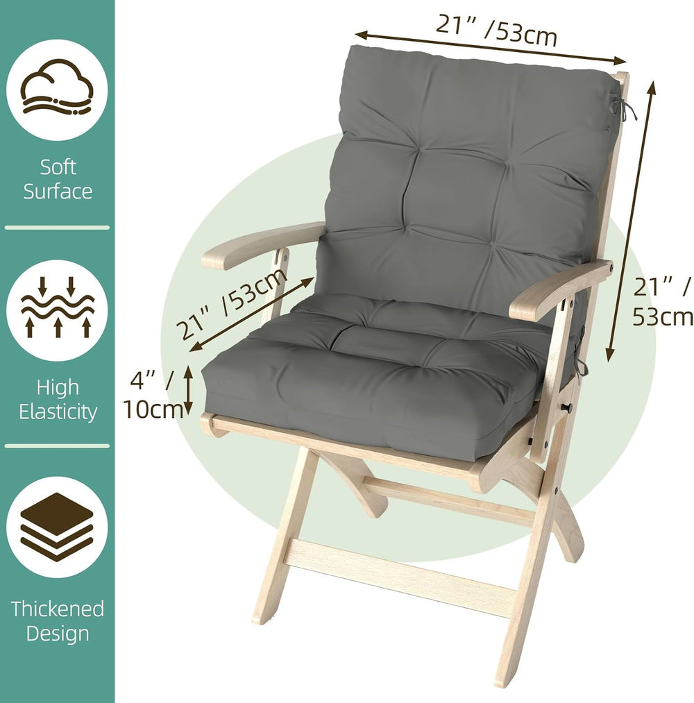 Outdoor Chair Cushions 42x21x4 Inch Set of 2, Dark Gray