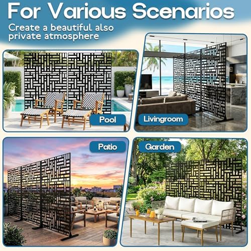 MTART Metal Privacy Screen 72" H x 47.2" Decorative Outdoor Privacy...