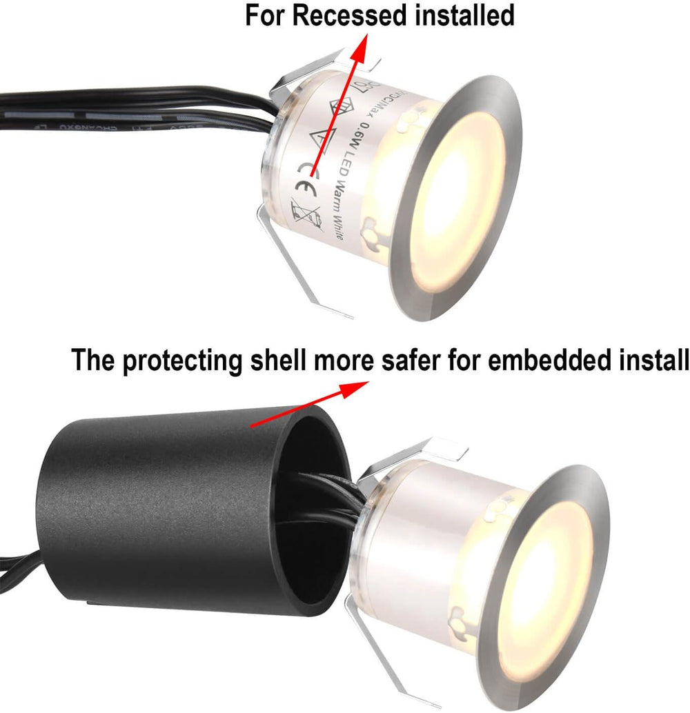 SMY Lighting 10 Pack Recessed LED Deck Light Kits with Protecting Shell, 32mm...