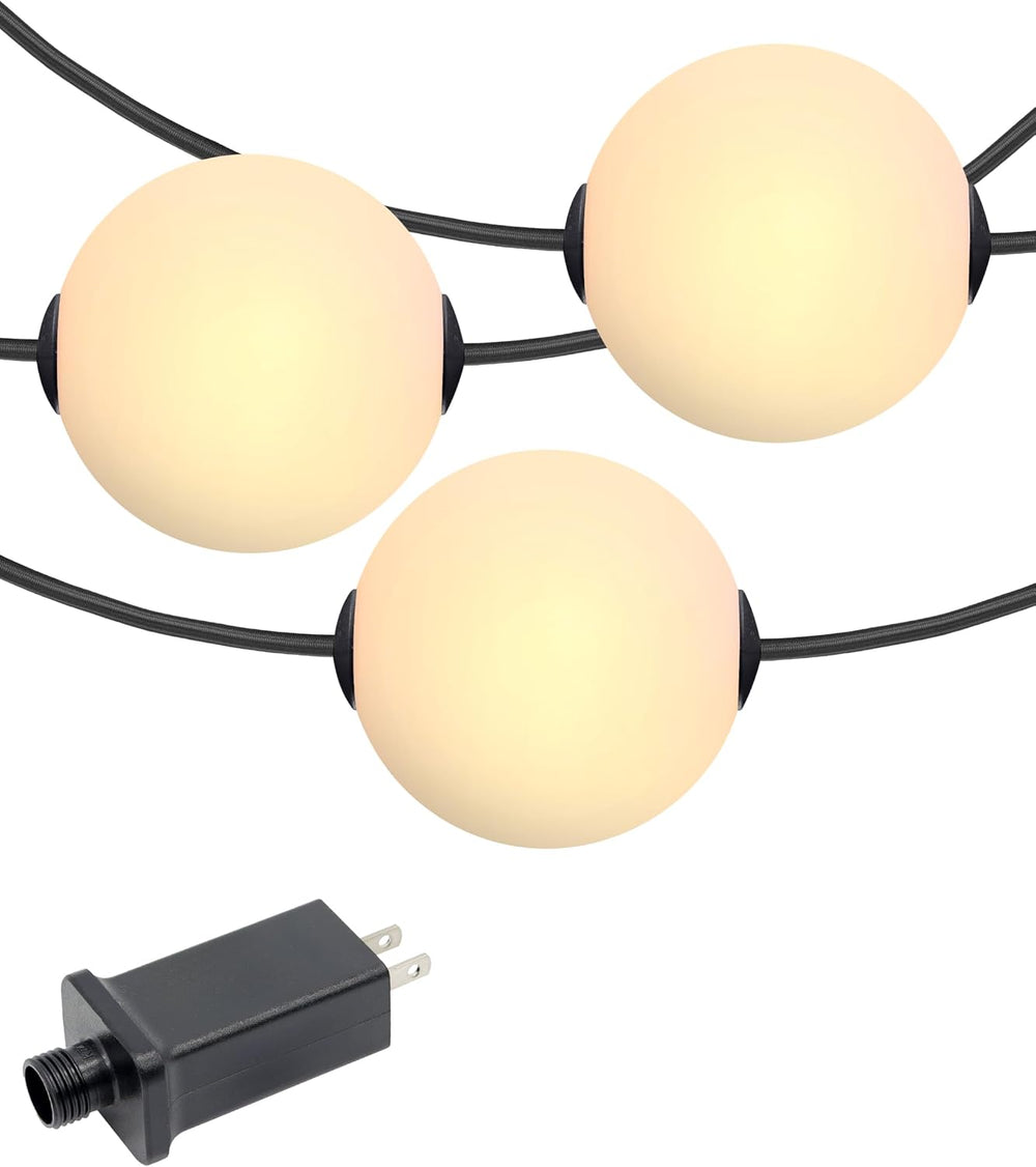Brightech Orb Outdoor Indoor String Lights - Frosted Lantern LED String with ...