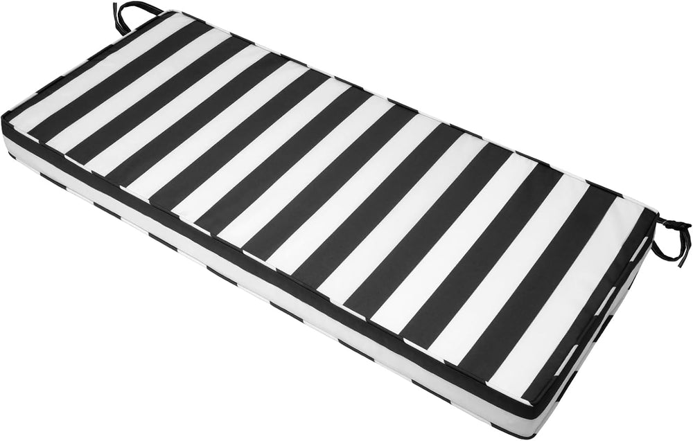 Mrsenloi Outdoor Bench Cushion, 48 x 18 x 3 in, Black&White, 28D Foam