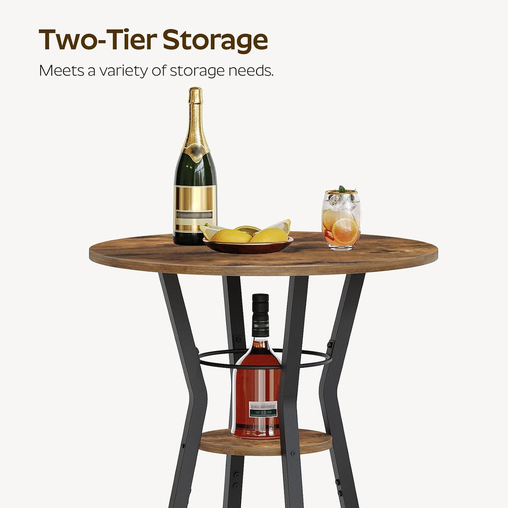 YATINEY Bar Table, 2-Tier Round High Top Table, Pub Table, Home Bar Counter H...