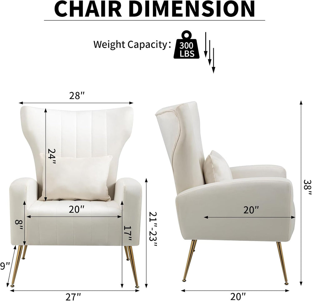Velvet Accent Chair for Living Room Bedroom, Modern Arm Chair with Wingback &...